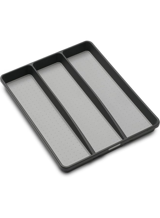 madesmart Classic Utensil Tray Granite | CLASSIC COLLECTION | 3-Compartments | Kitchen Organizer | Non-slip Lining and Rubber Feet | Easy to Clean | BPA-Free Large Black - Image 3